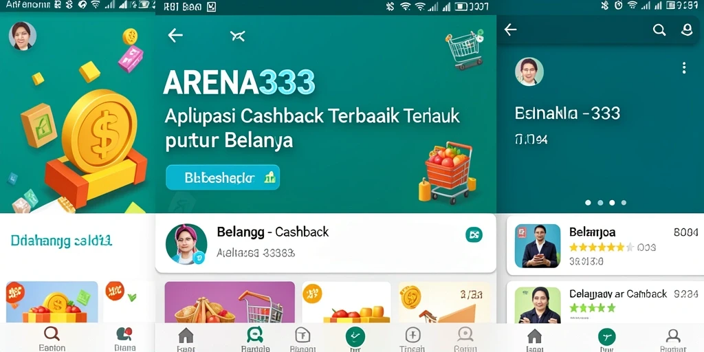 Antarmuka pengguna ARENA333 menampilkan penawaran Cashback menarik.