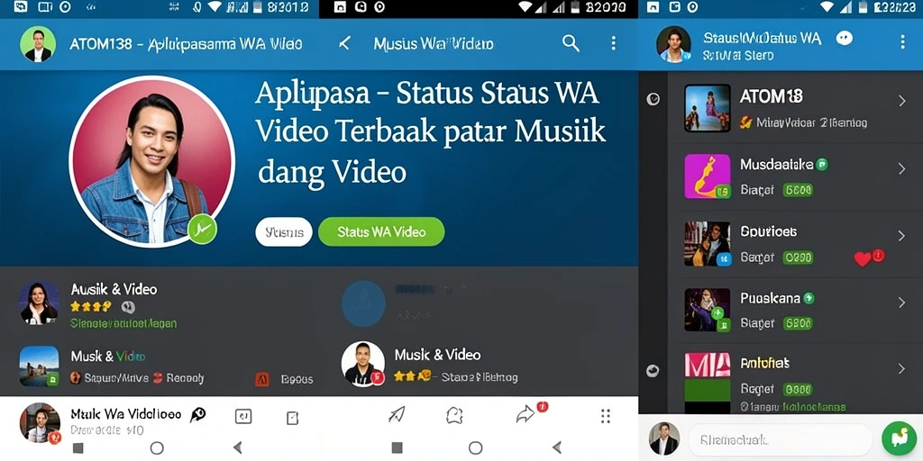 Tampilan utama apliksi dengan pilihan status video menarik.