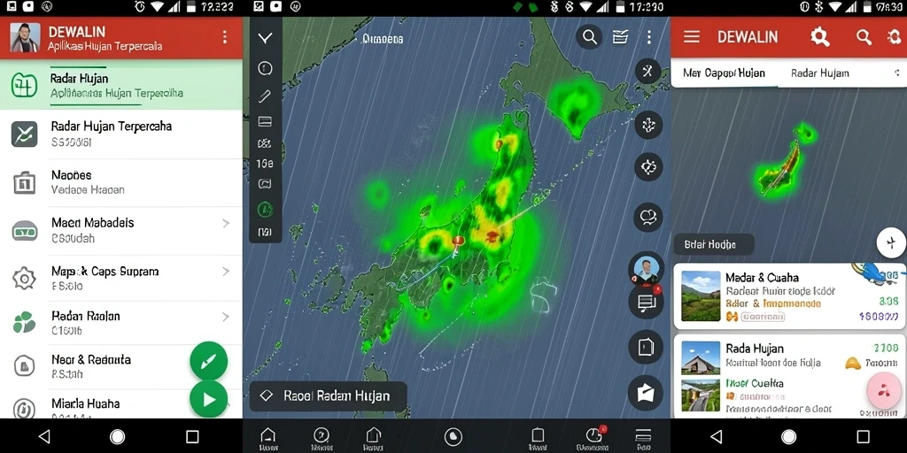 Tampilan utama DEWALIN menampilkan radar hujan yang akurat.