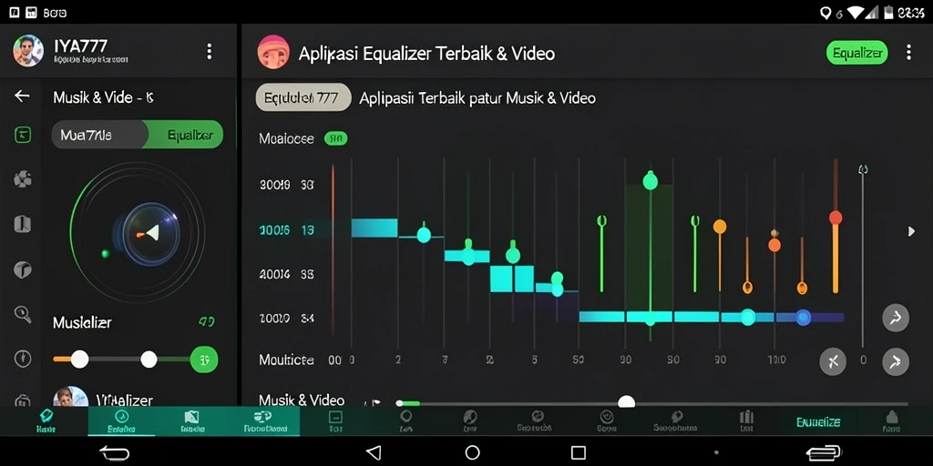 Antarmuka IYA777 menampilkan kontrol equalizer yang mudah digunakan.