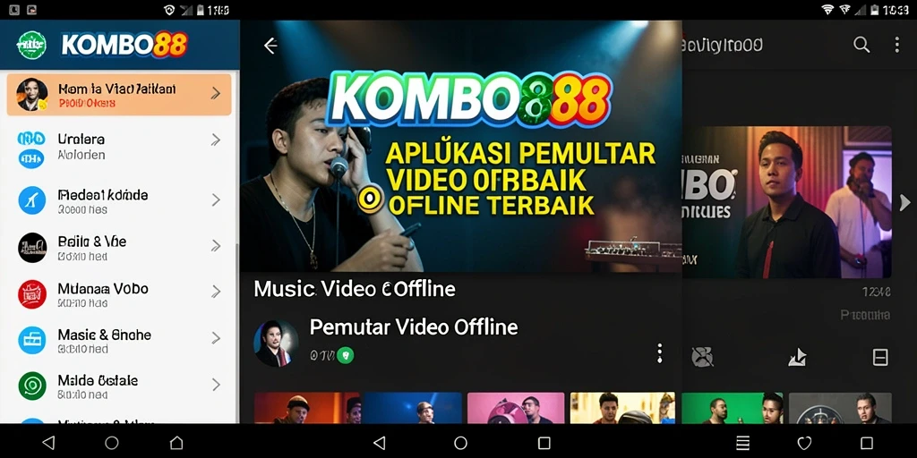 Tampilan antarmuka pengguna KOMBO88 dengan pemutar video yang intuitif.