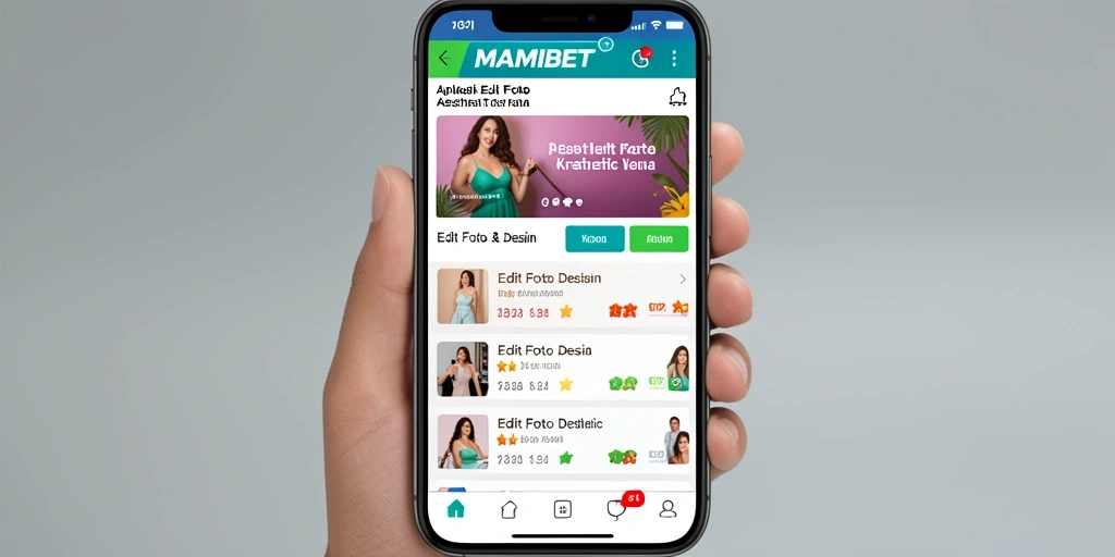 Tampilan antarmuka MAMIBET dengan fitur-fitur Edit Foto Aesthetic.