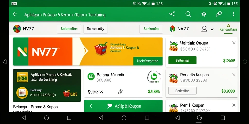 Tampilan antarmuka aplikasi NV77 yang menarik dan user-friendly.