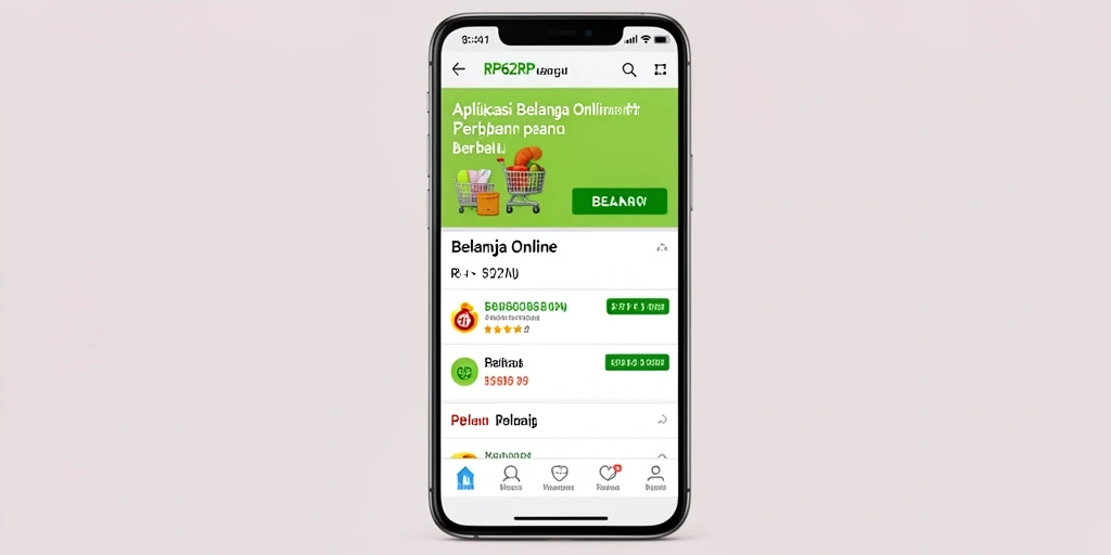 Tampilan antarmuka aplikasi RP62RP saat berbelanja online.